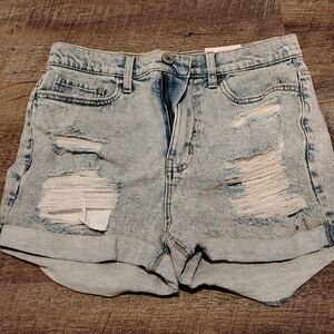 Women's jean shorts size 9/29 high rise Vintage Stretch Distressed mom Denim New